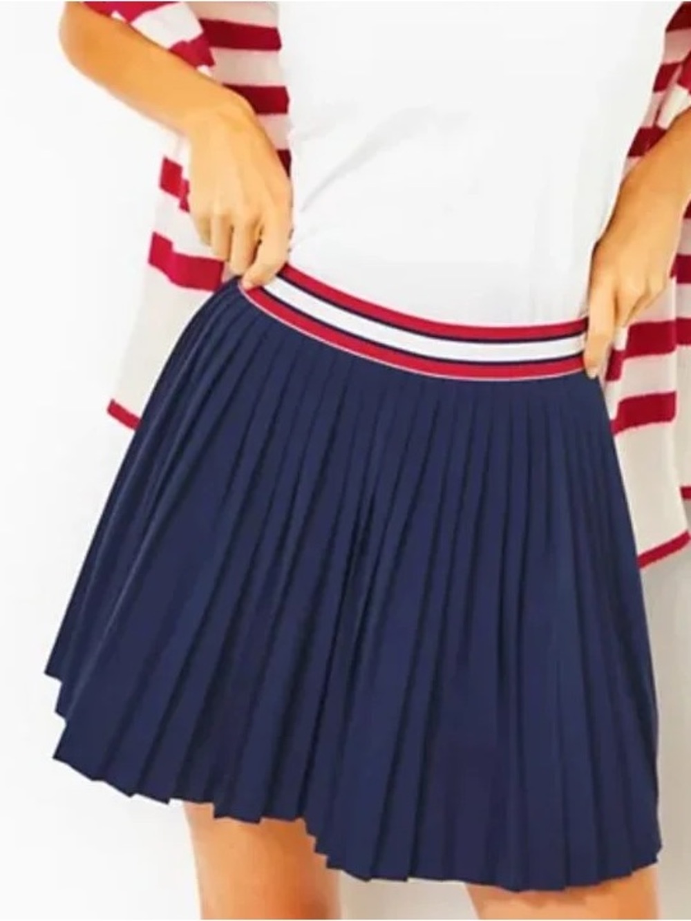 Lilly Pulitzer Luxletic Makara Pleated Skort Low Tide Navy UPF 50+ size Large